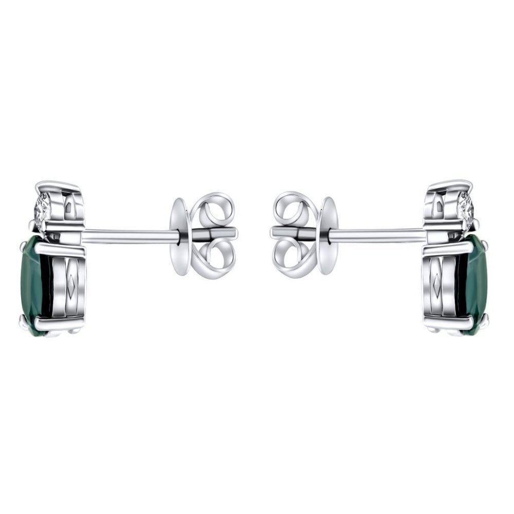 Platinum 1.1ct London blue topaz & 0.14ct diamond earrings