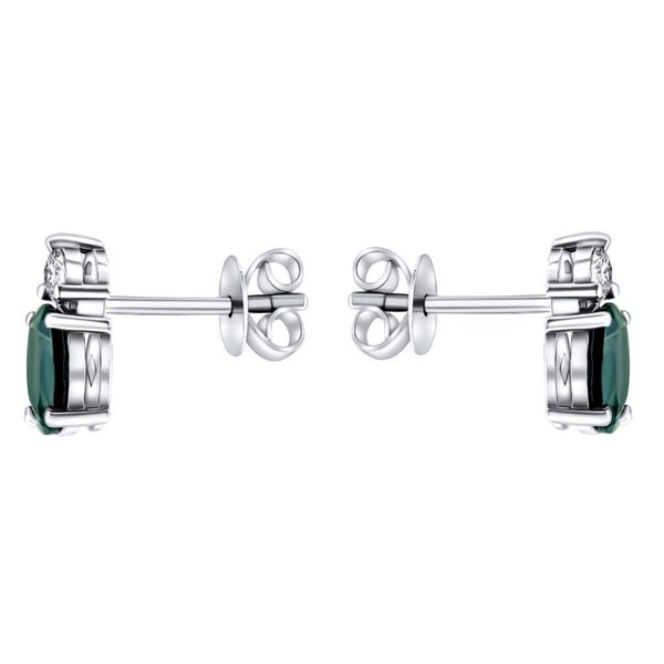 Platinum 1.1ct London blue topaz & 0.14ct diamond earrings