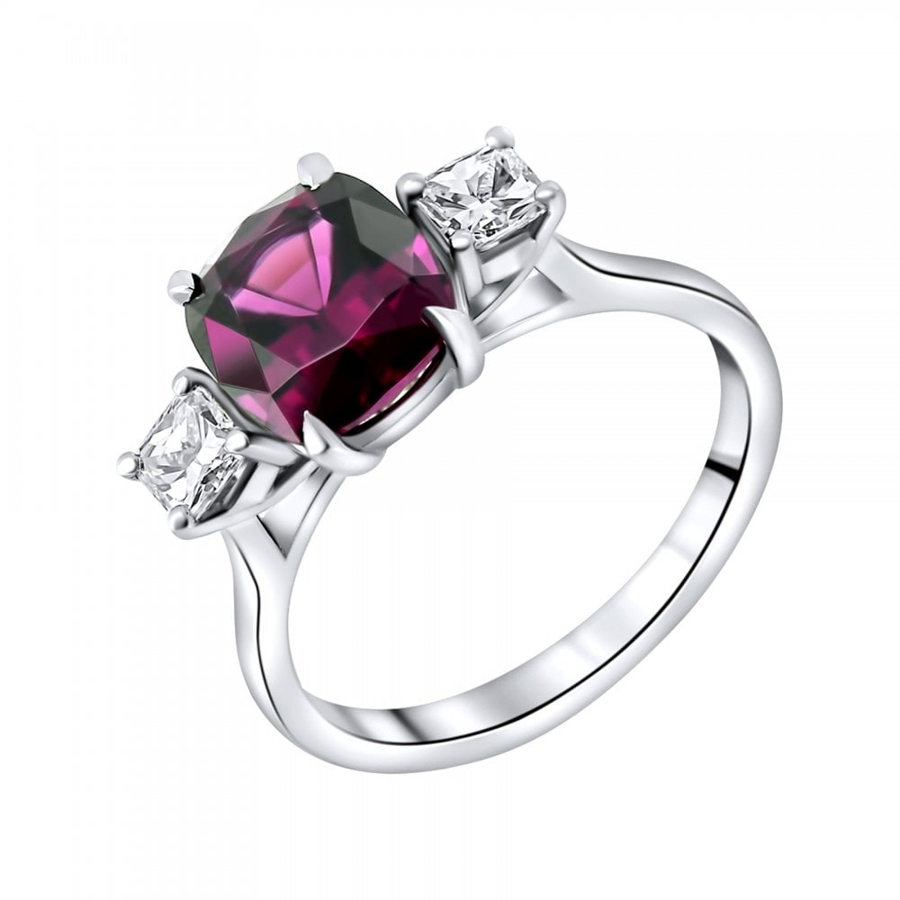 Platinum 3.28ct royal purple garnet & 0.54ct diamond ring