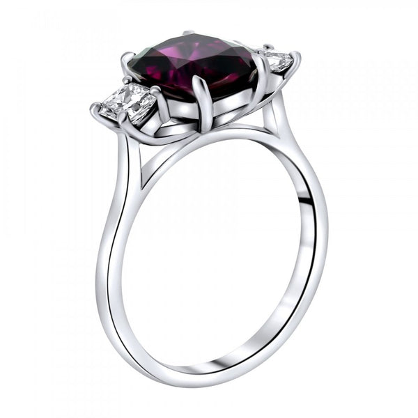 Platinum 3.28ct royal purple garnet & 0.54ct diamond ring
