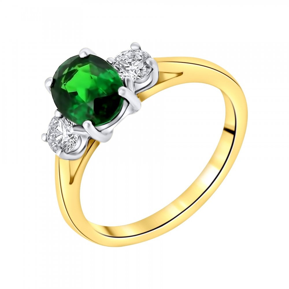 18ct yellow gold 1.53ct tsavorite garnet & 0.40ct diamond ring