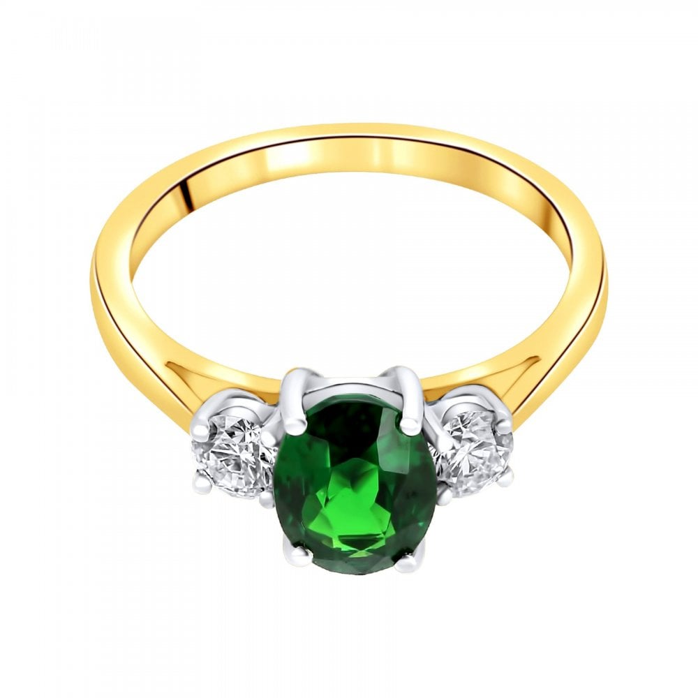 18ct yellow gold 1.53ct tsavorite garnet & 0.40ct diamond ring