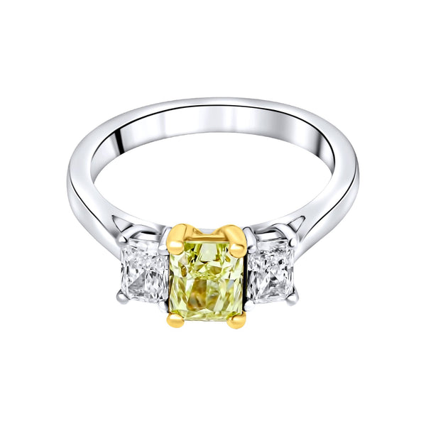 Platinum 1.66ct fancy yellow IF & 0.63ct D IF GIA diamond ring