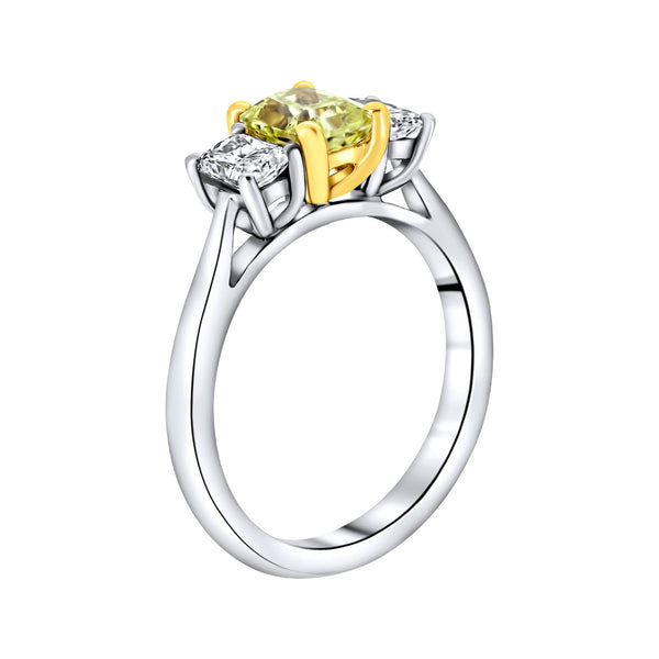 Platinum 1.66ct fancy yellow IF & 0.63ct D IF GIA diamond ring