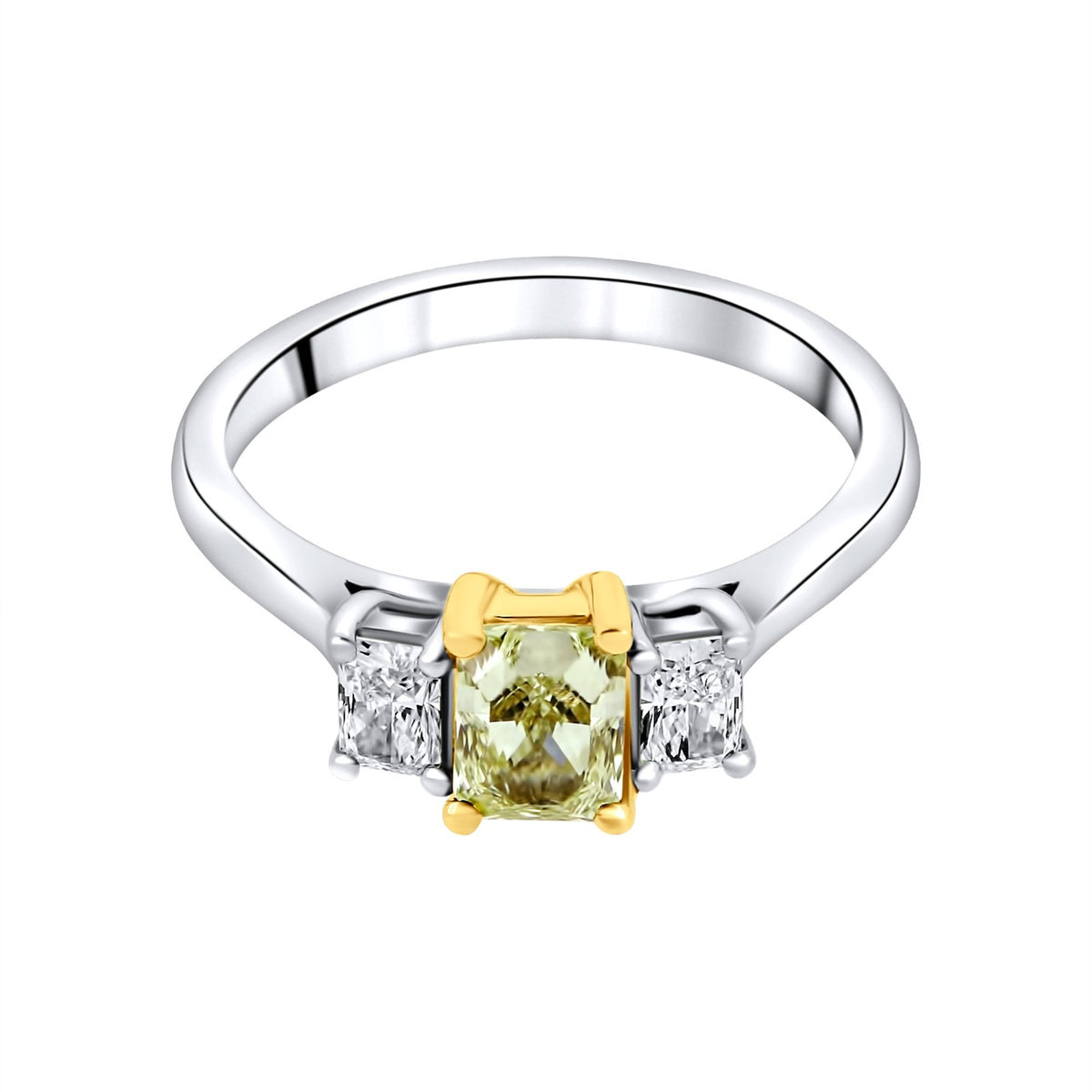 Platinum 0.70ct fancy yellow VS1 GIA & 0.33ct diamond ring