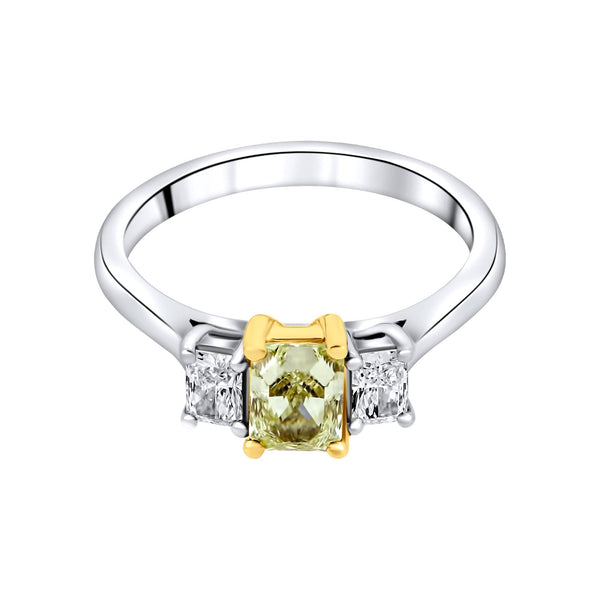 Platinum 0.70ct fancy yellow VS1 GIA & 0.33ct diamond ring
