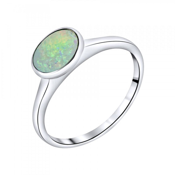 14ct white gold 0.46ct natural opal diamond ring