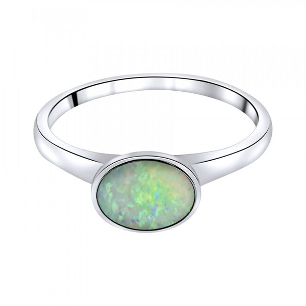 14ct white gold 0.46ct natural opal diamond ring