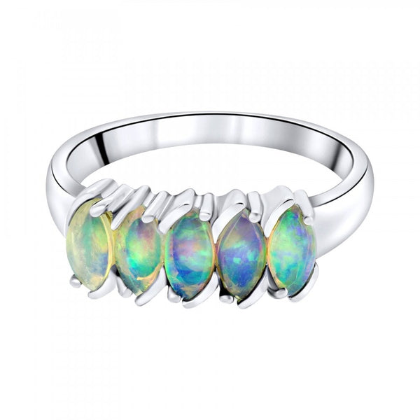 18ct white gold 0.87ct natural opal 5 stone ring