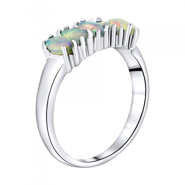 18ct white gold 0.87ct natural opal 5 stone ring