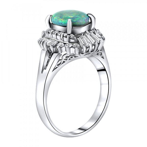 Platinum 1.18ct natural opal & 0.60ct diamond ring