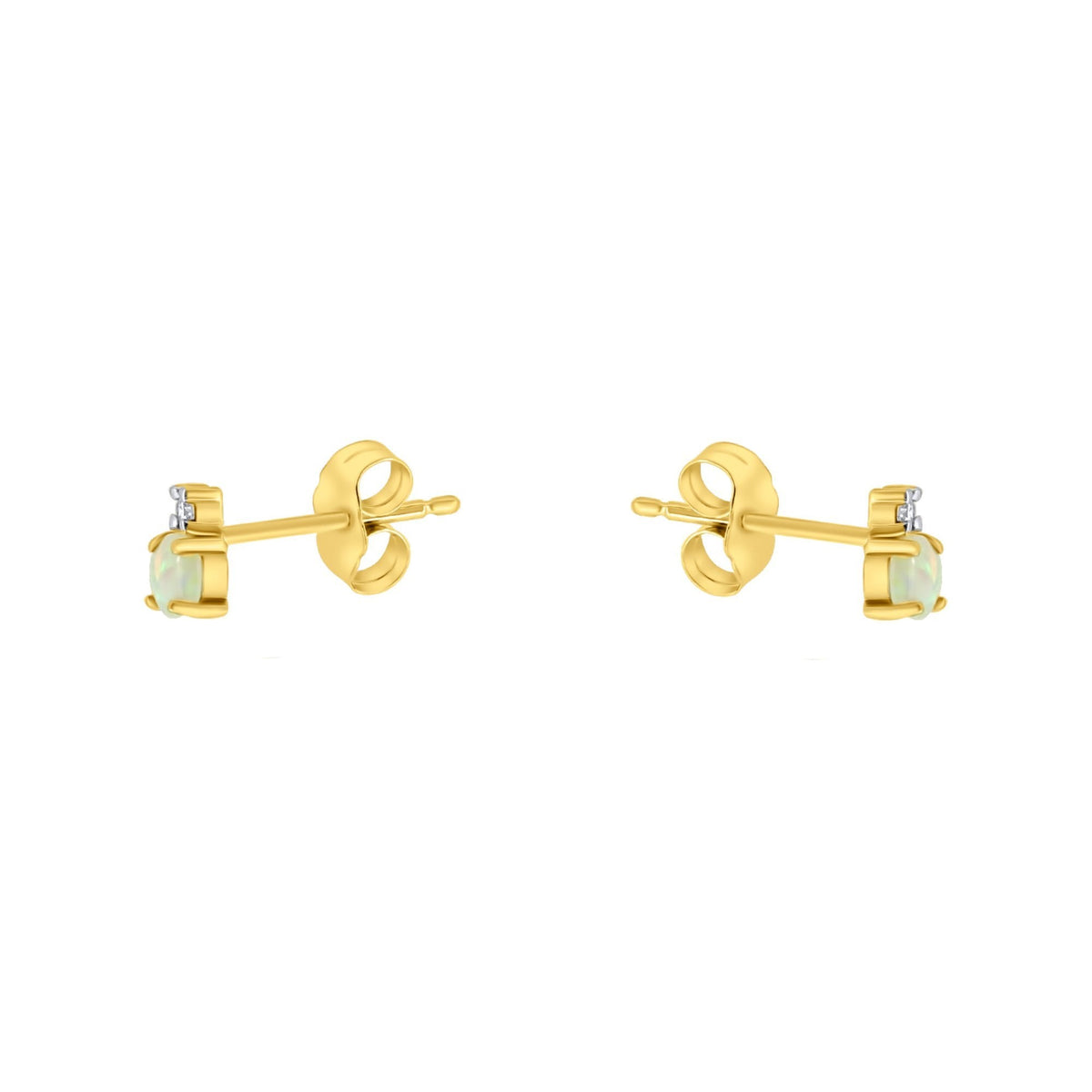 14ct yellow gold 0.26ct natural opal & 0.04ct diamond earrings