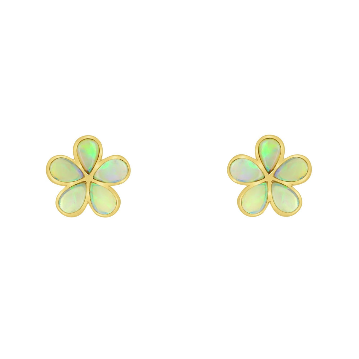 14ct yellow gold 2.37ct natural opal flower earrings