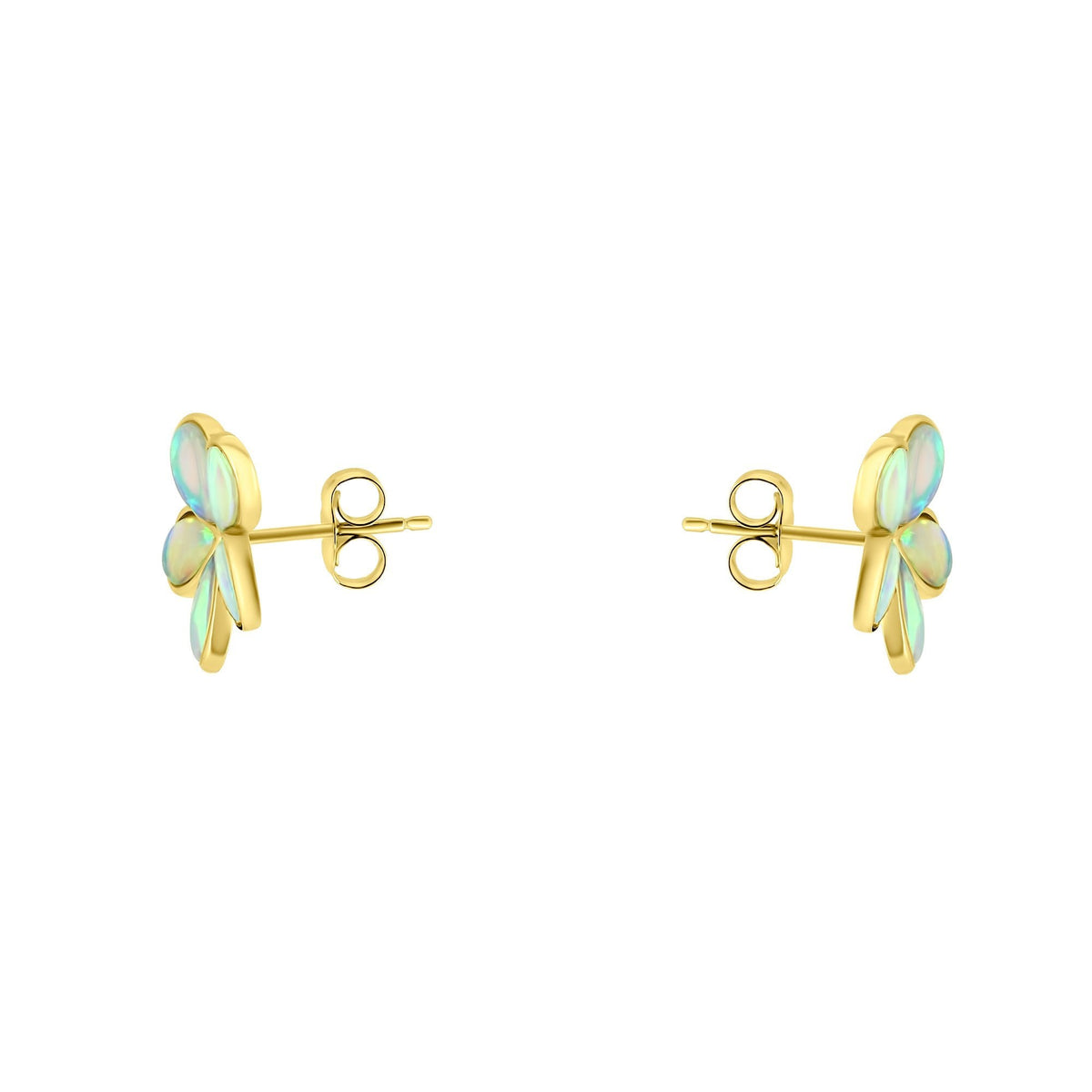 14ct yellow gold 2.37ct natural opal flower earrings