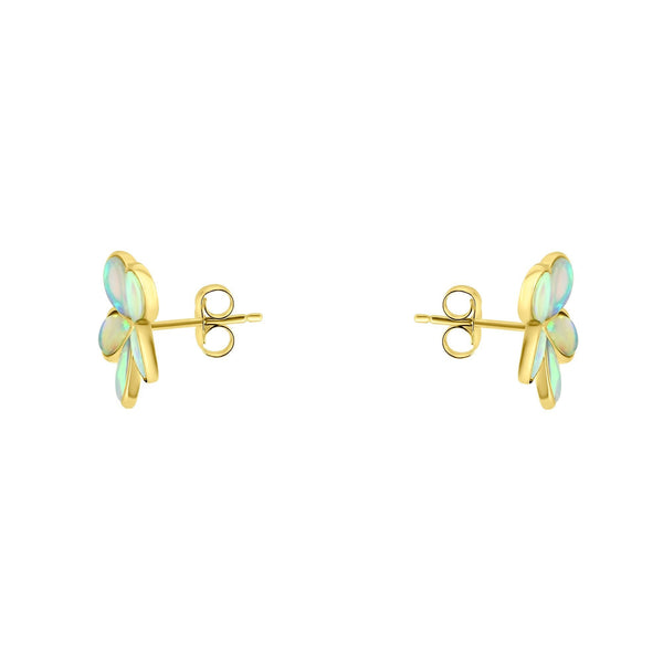 14ct yellow gold 2.37ct natural opal flower earrings