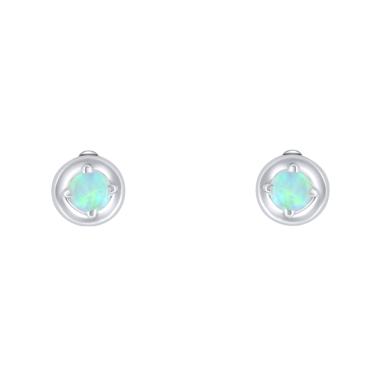18ct white gold 0.21ct natural opal stud earrings