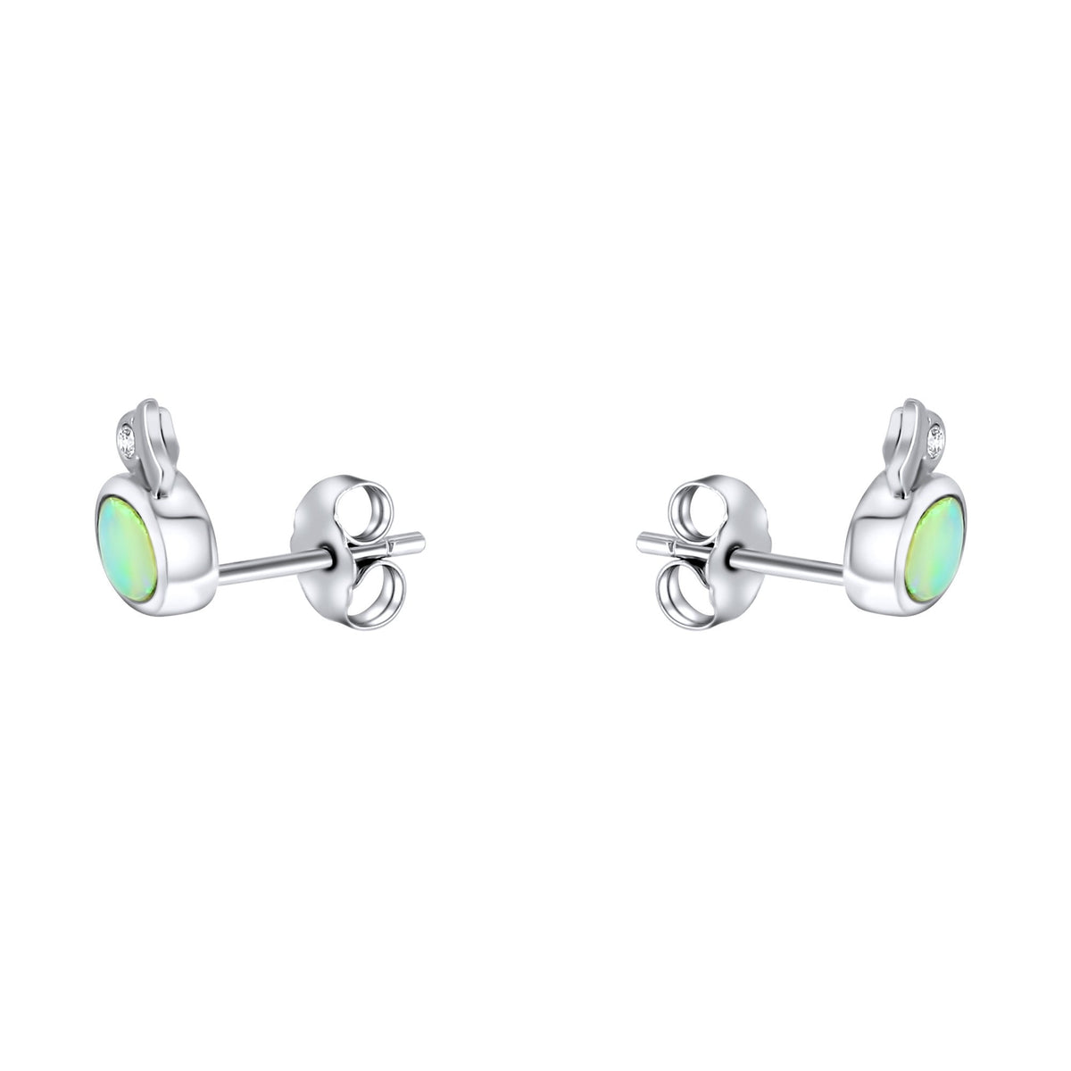 18ct white gold 0.41ct natural opal & 0.03ct diamond earrings