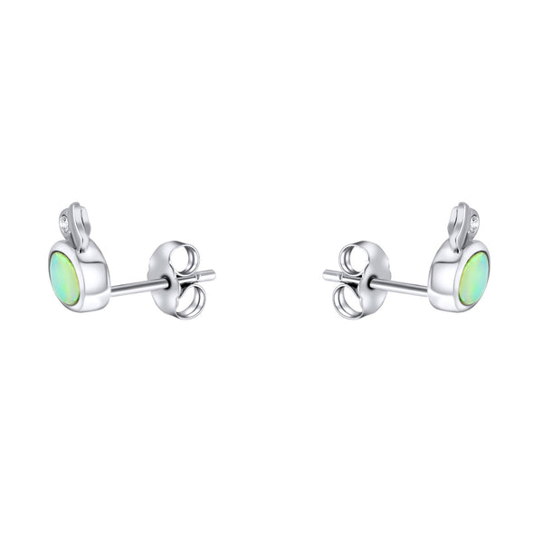 18ct white gold 0.41ct natural opal & 0.03ct diamond earrings