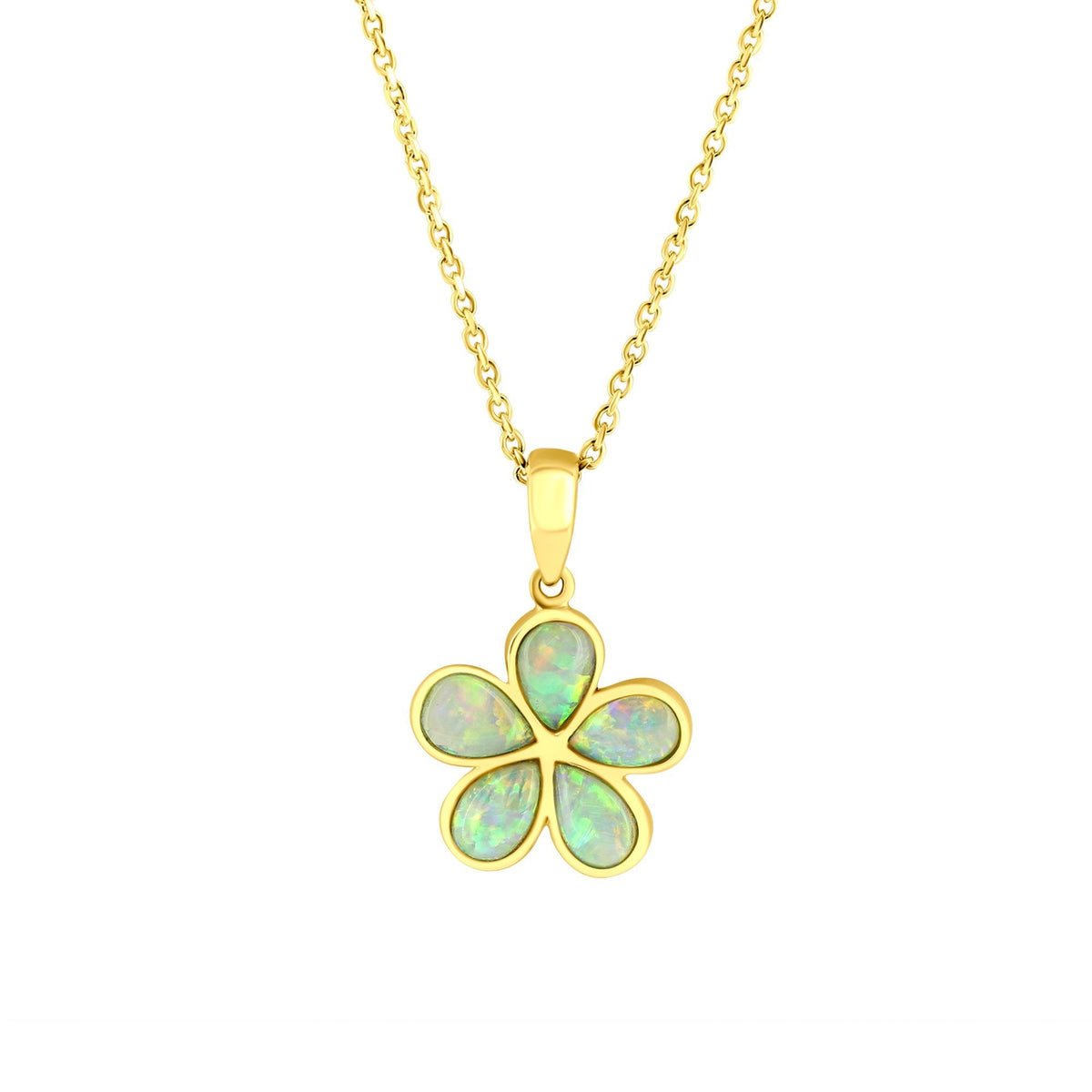 14ct yellow gold 1.34ct natural opal flower pendant