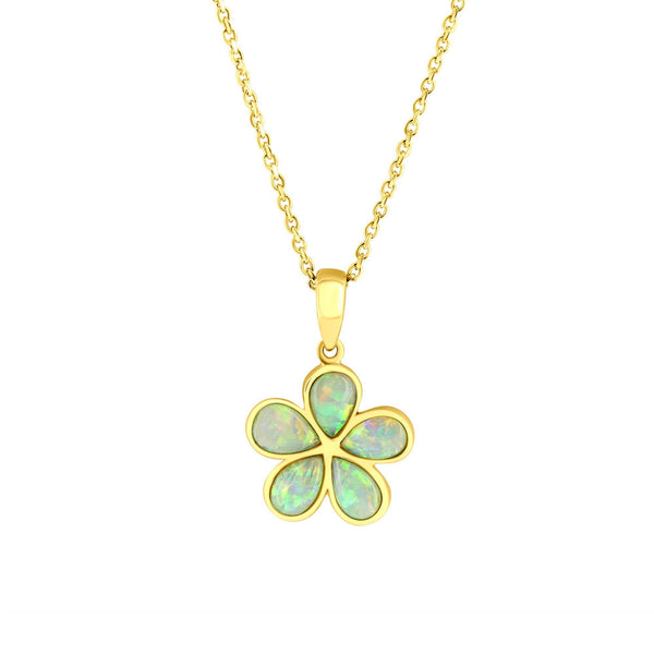 14ct yellow gold 1.34ct natural opal flower pendant
