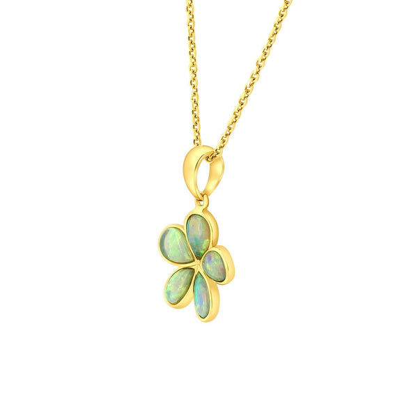 14ct yellow gold 1.34ct natural opal flower pendant