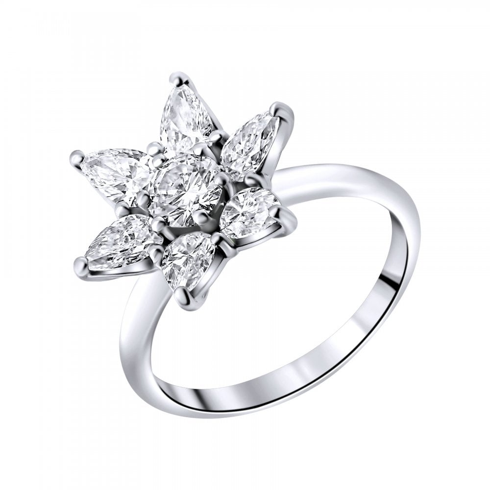 Preowned platinum 2.01ct flower cluster diamond ring