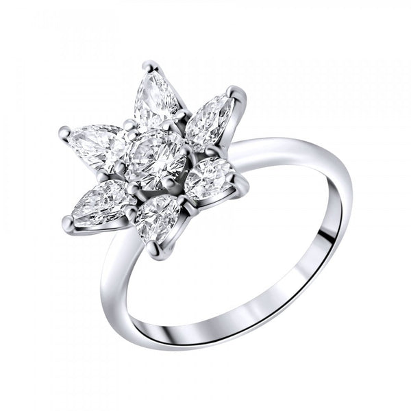 Preowned platinum 2.01ct flower cluster diamond ring