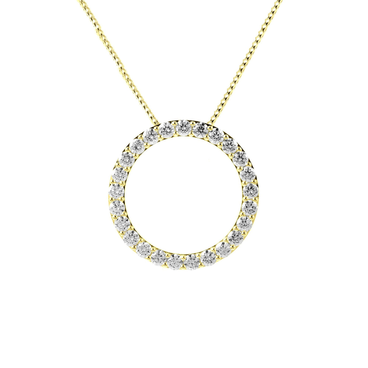 18ct yellow gold 2.00ct open circular diamond pendant