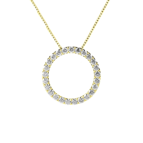 18ct yellow gold 2.00ct open circular diamond pendant