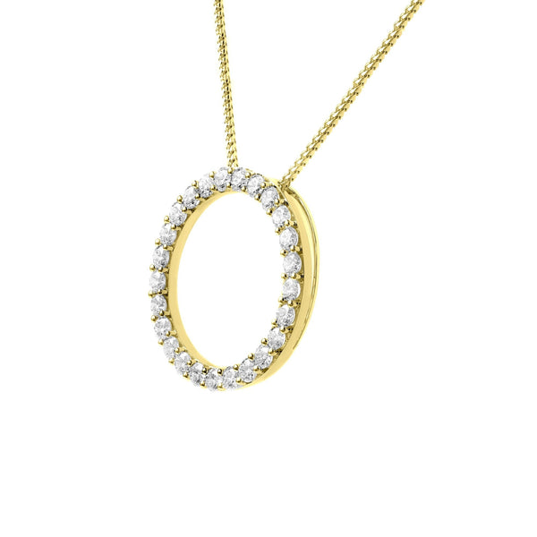18ct yellow gold 2.00ct open circular diamond pendant