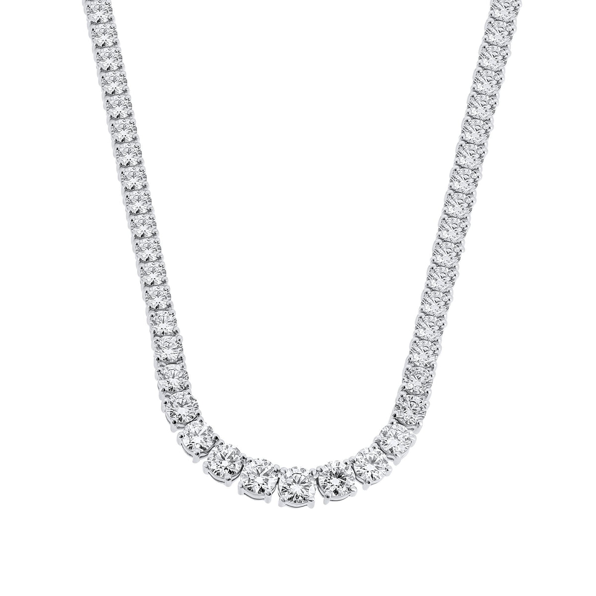 Lab grown platinum 19.83ct round graduated diamond necklace