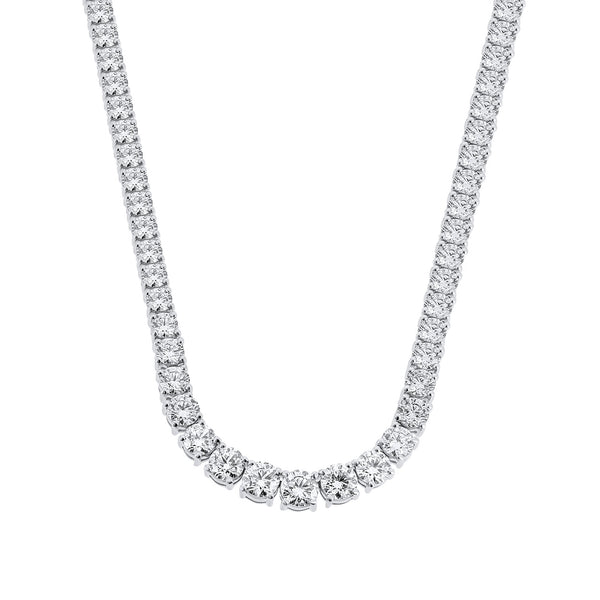 Lab grown platinum 30.18ct round diamond graduated necklace