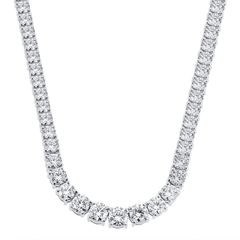 Lab grown platinum 30.18ct round diamond graduated necklace