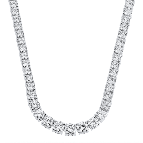 Lab grown platinum 30.18ct round diamond graduated necklace
