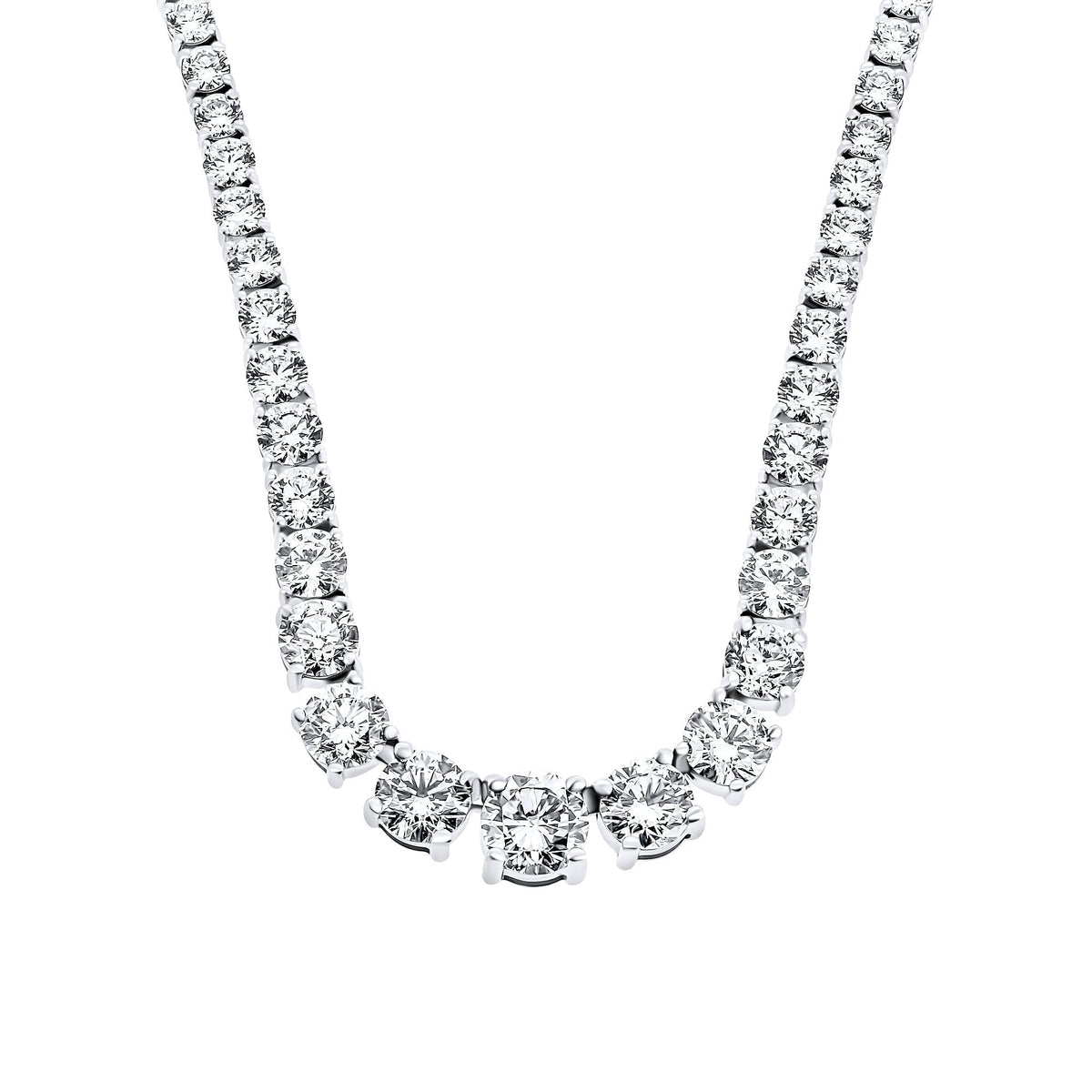 18ct white gold 25.26ct round brilliant diamond necklace