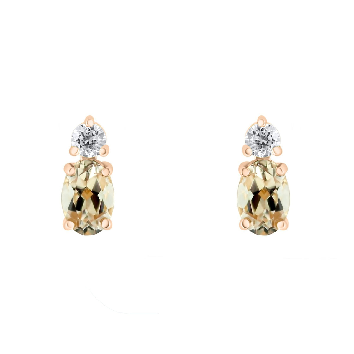 18ct rose gold 0.74ct morganite & 0.15ct diamond stud earrings