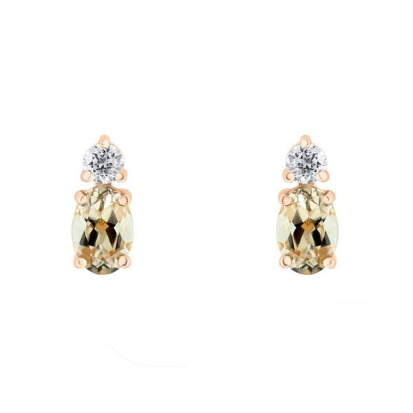 18ct rose gold 0.74ct morganite & 0.15ct diamond stud earrings
