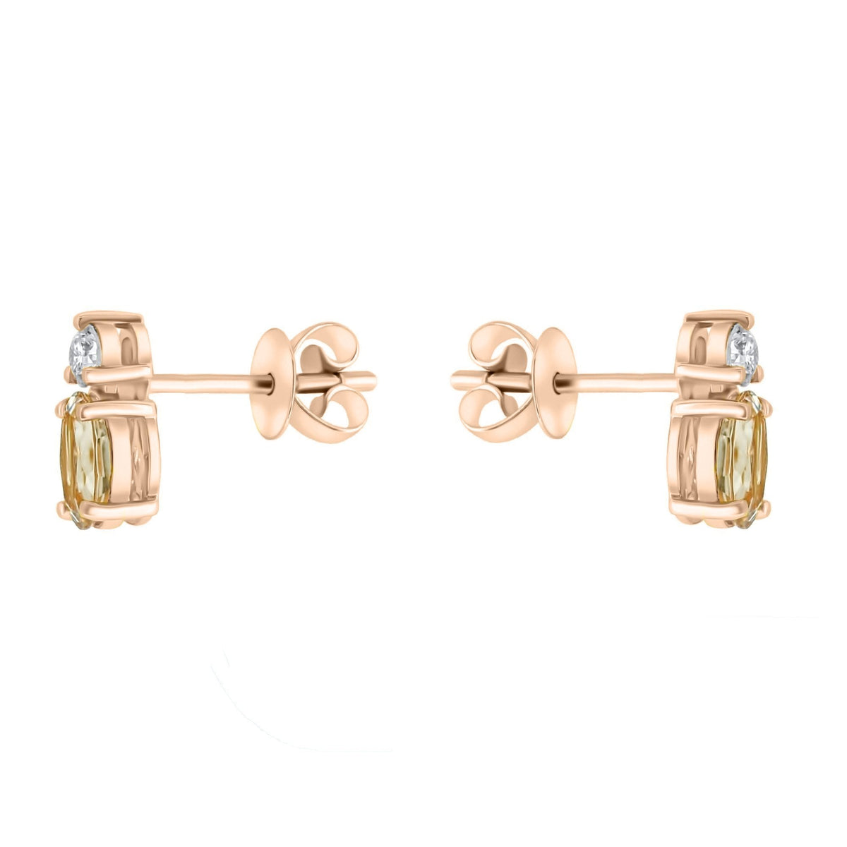 18ct rose gold 0.74ct morganite & 0.15ct diamond stud earrings