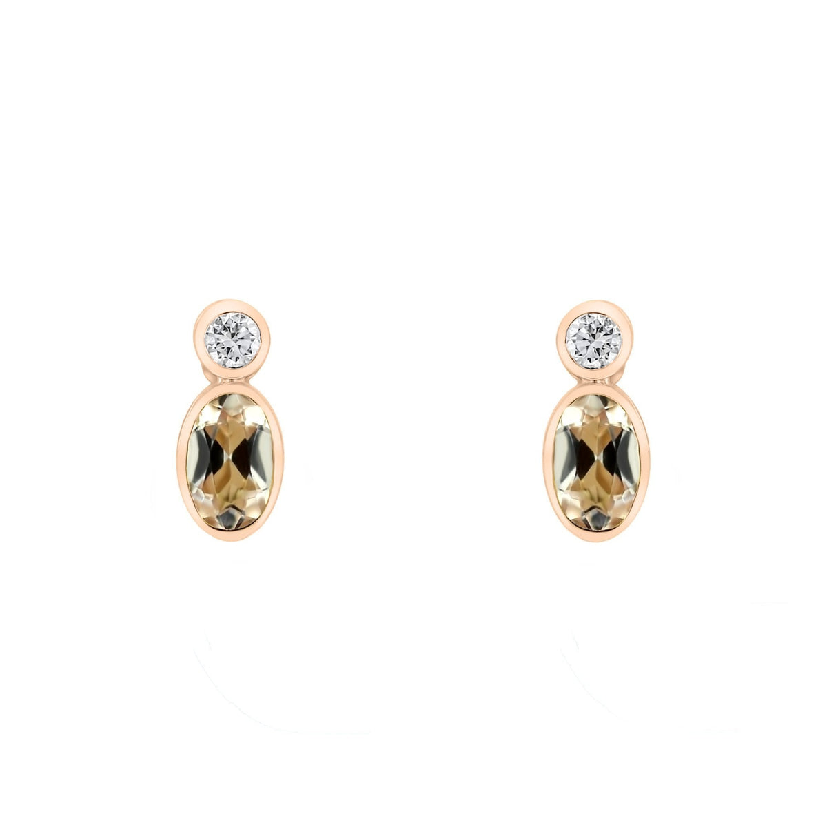 18ct rose gold 0.77ct morganite & 0.08ct diamond stud earrings