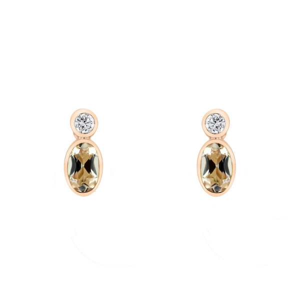 18ct rose gold 0.77ct morganite & 0.08ct diamond stud earrings