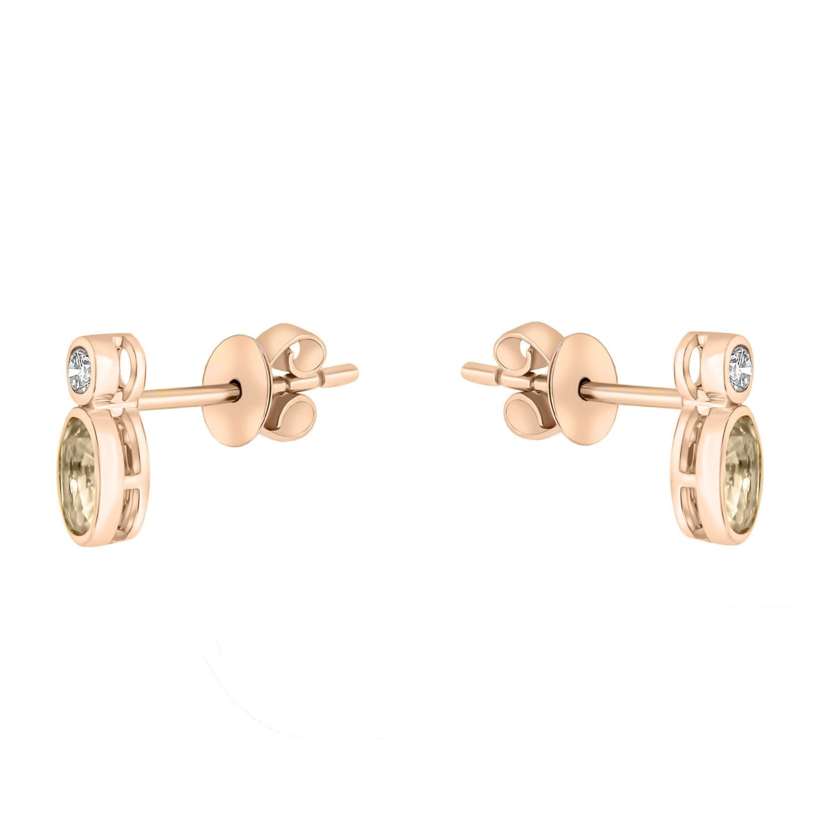 18ct rose gold 0.77ct morganite & 0.08ct diamond stud earrings