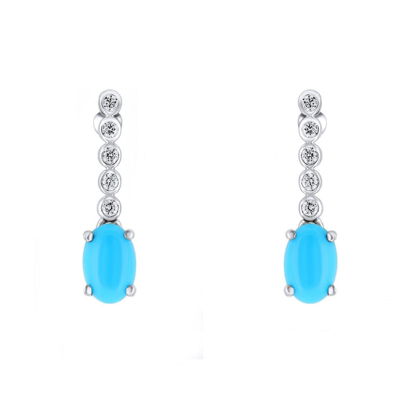 Platinum 0.89ct turquoise & 0.09ct diamond drop earrings
