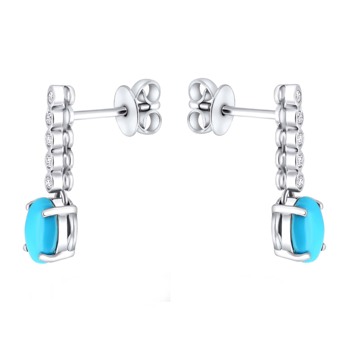 Platinum 0.89ct turquoise & 0.09ct diamond drop earrings
