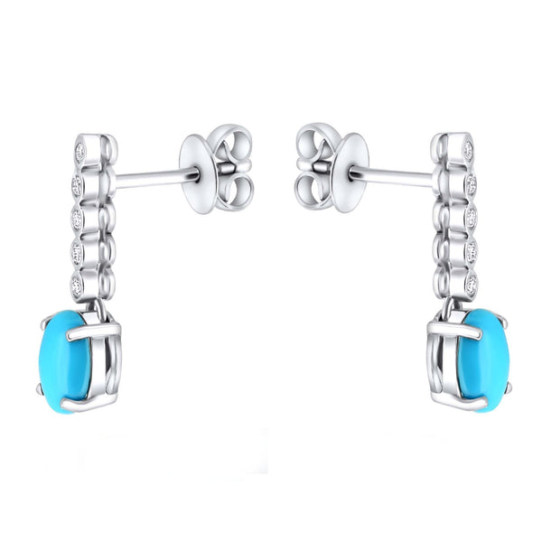 Platinum 0.89ct turquoise & 0.09ct diamond drop earrings