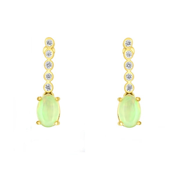 18ct yellow gold 0.69ct natural opal & 0.10ct diamond earrings