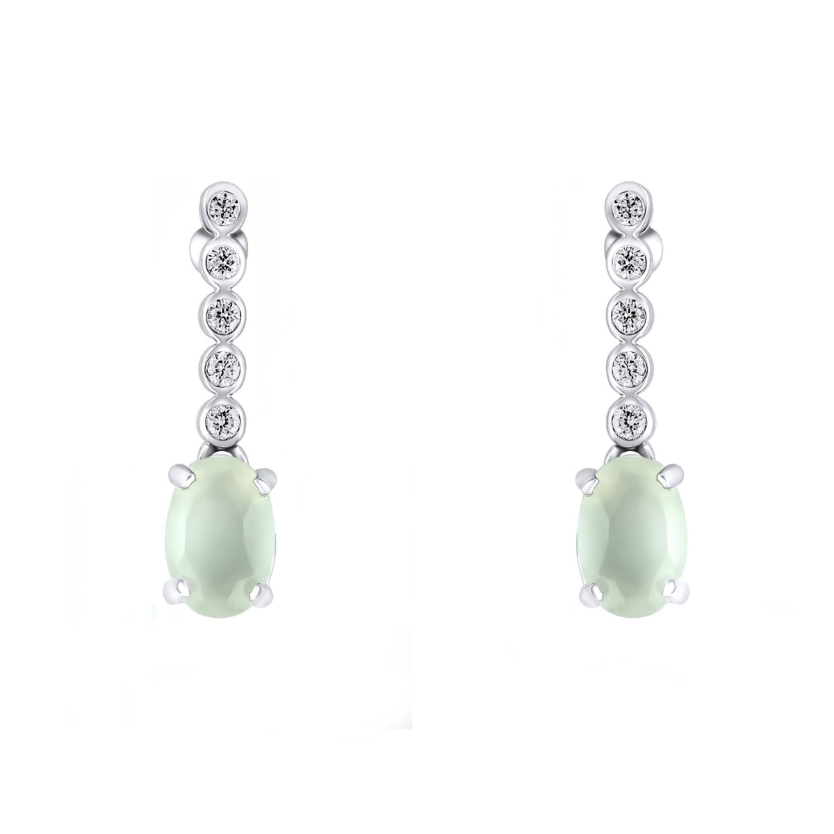 Platinum 0.78ct moonstone & 0.09ct diamond drop earrings
