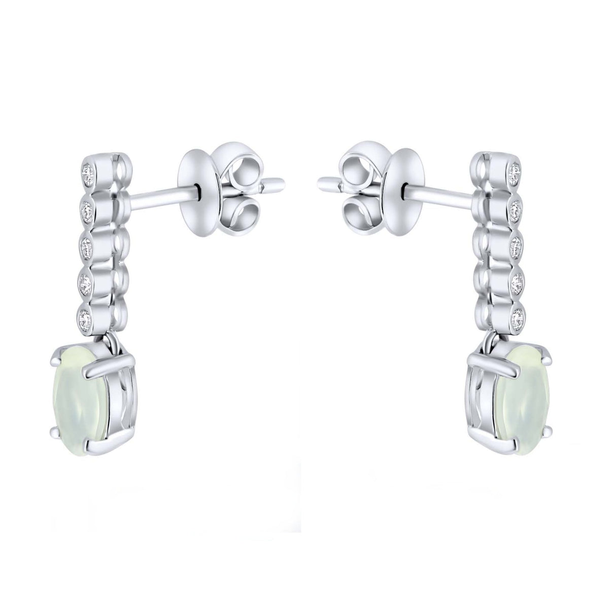 Platinum 0.78ct moonstone & 0.09ct diamond drop earrings