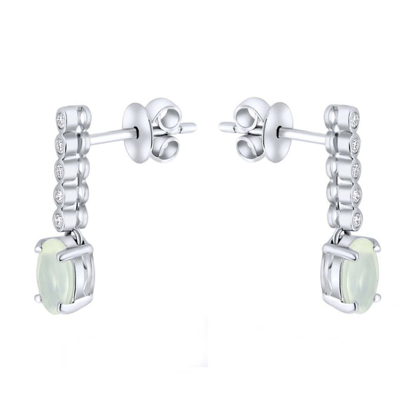 Platinum 0.78ct moonstone & 0.09ct diamond drop earrings