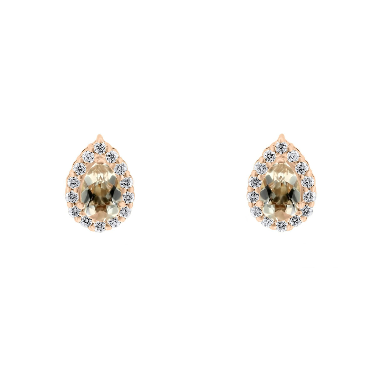 18ct rose gold 0.74ct morganite & 0.25ct diamond earrings