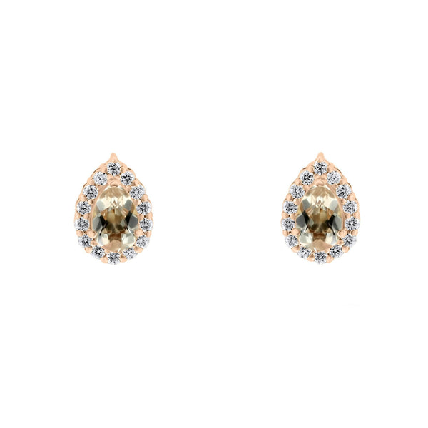 18ct rose gold 0.74ct morganite & 0.25ct diamond earrings